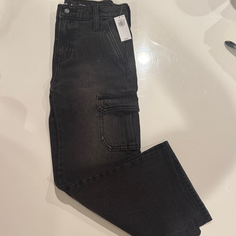 Girls Black Cargo Jeans